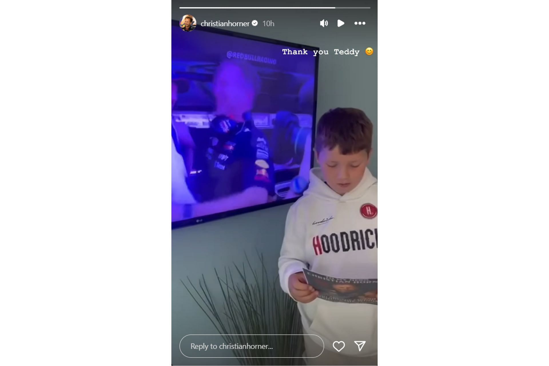Snippet of a video shared by Horner on his Story...Credits-Instagram